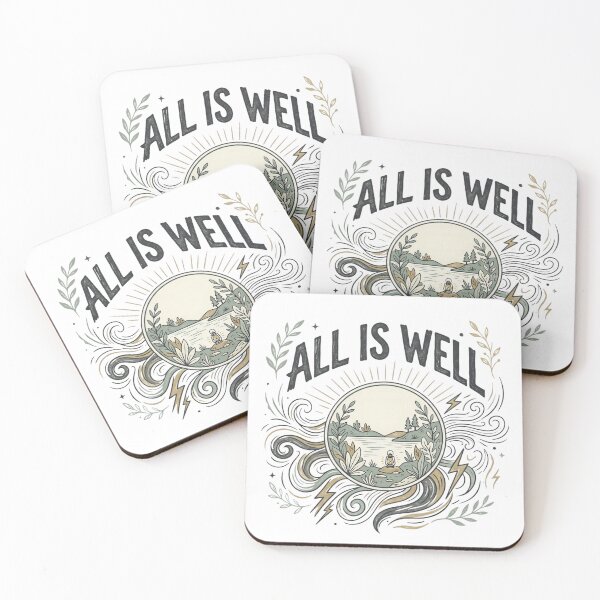 Item preview, All Is Well Vintage Typography T-Shirt | Minimalist Lantern Nature Quote | Inspirational Retro Aesthetic Design designed and sold by Bhaskar Digital Art.