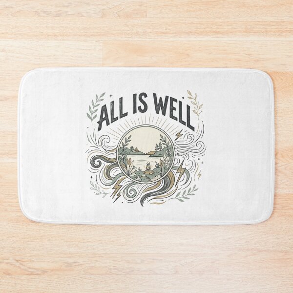 Item preview, All Is Well Vintage Typography T-Shirt | Minimalist Lantern Nature Quote | Inspirational Retro Aesthetic Design designed and sold by Bhaskar Digital Art.
