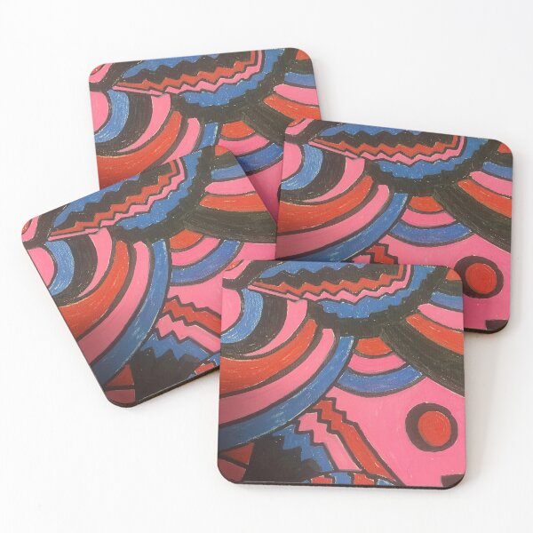 Item preview, Multicolored red black pink blue zentangle acrylic designed and sold by Mind-Unraveled.