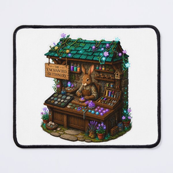 Item preview, The Enchanted Buttonery | Magical Rabbit Button Maker | Fantasy Sewing Workshop | Cottagecore Craft Studio | Woodland Artisan designed and sold by MrDev.