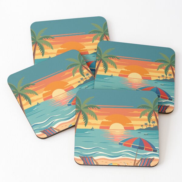 Item preview, Summer Sunset Beach Vintage Retro Travel Poster Art designed and sold by BHP Studio.