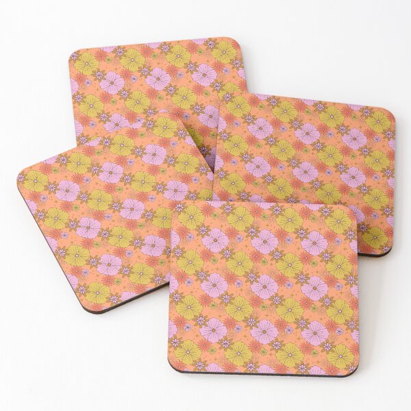 Item preview, Retro Groovy Flower Power Floral on Orange designed and sold by WonderAndWhim.