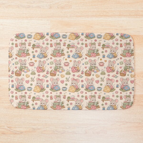 Item preview, Cute Mouse Sewing Room Cozy Kawaii Pattern designed and sold by Soft Berry Studio.