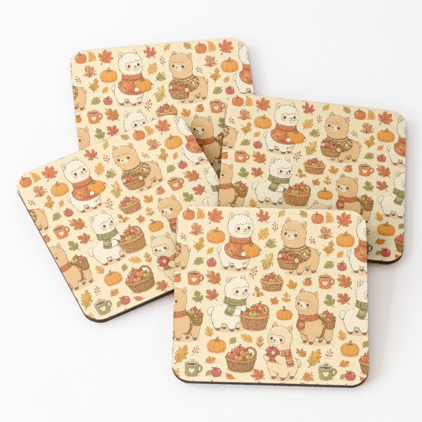 Item preview, Cute Alpaca Autumn Harvest Kawaii Pattern designed and sold by Soft Berry Studio.
