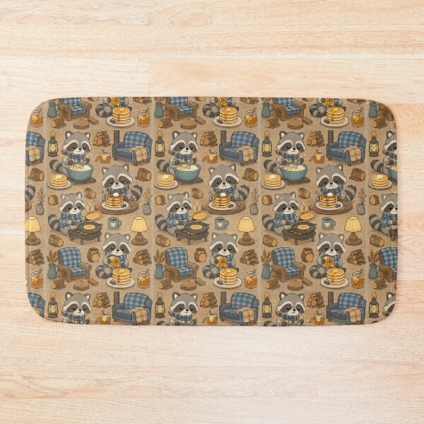 Item preview, Cute Raccoon Cozy Pancake Cabin Kawaii Pattern designed and sold by Soft Berry Studio.