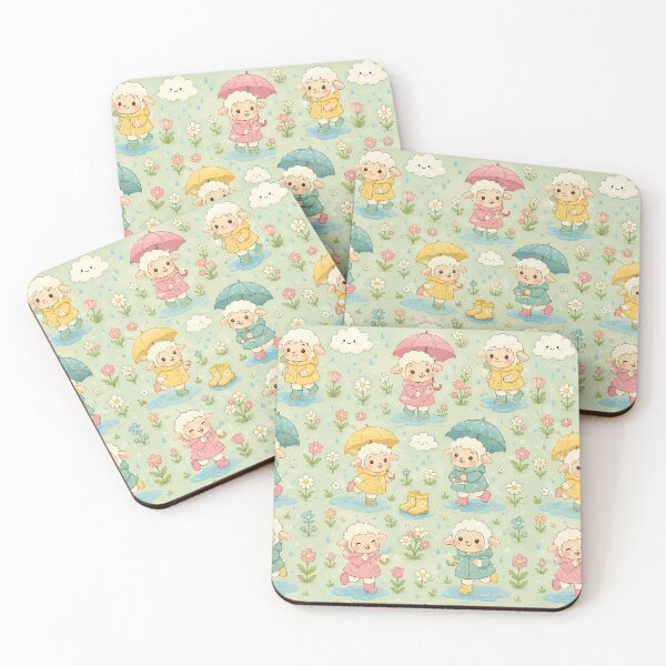 Item preview, Cute Lamb Spring Rainy Meadow Kawaii Pattern designed and sold by Soft Berry Studio.