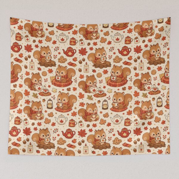 Item preview, Cute Squirrel Maple Tea Cozy Kawaii Pattern designed and sold by Soft Berry Studio.