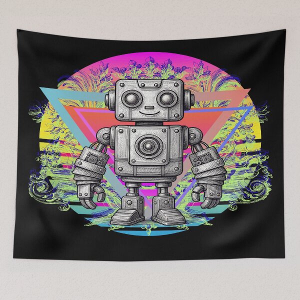 Item preview, Retro Synthwave Robot Vintage Cyberpunk Graphic designed and sold by Side By Side Studio.