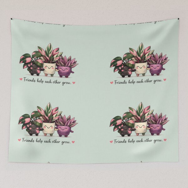 Item preview, Friends Help Each Other Grow – Cute Houseplant Friendship Illustration designed and sold by Stubblejumper Artworks.
