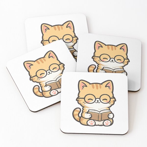 Item preview, Cute Orange Cat Reading Book designed and sold by NoorCanvasArt.
