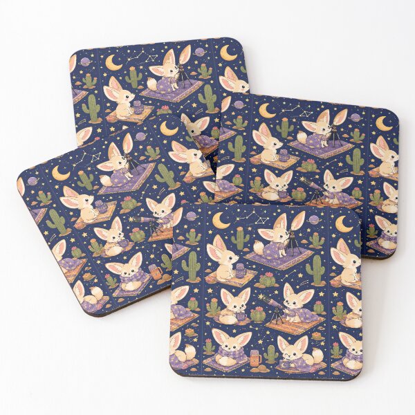 Item preview, Cute Fennec Fox Stargazing Kawaii Pattern designed and sold by Soft Berry Studio.