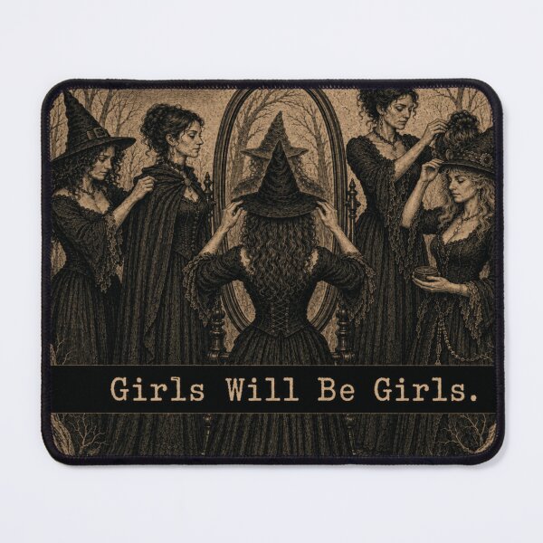 Item preview, Girls Will Be Girls Victorian Witch Coven Shirt for Gothic Women designed and sold by POD DYNASTY | Original Print On Demand T-Shirt Graphics.