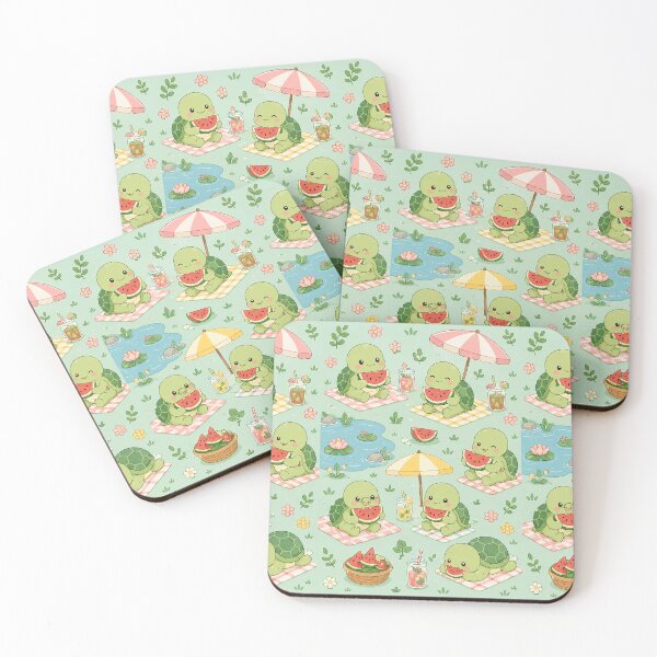 Item preview, Cute Turtle Watermelon Picnic Kawaii Pattern designed and sold by Soft Berry Studio.