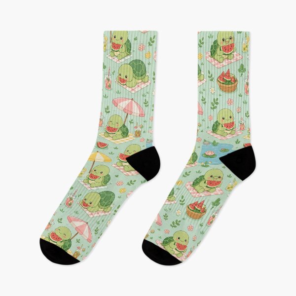 Item preview, Cute Turtle Watermelon Picnic Kawaii Pattern designed and sold by Soft Berry Studio.