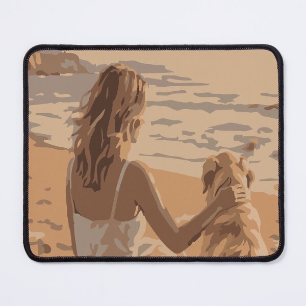 Item preview, Girl and Her Dog Watching the Ocean Waves – Watercolor Beach Painting designed and sold by FawnFeatherCo.