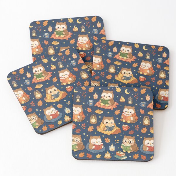 Item preview, Cute Owl Candlelight Reading Kawaii Pattern designed and sold by Soft Berry Studio.