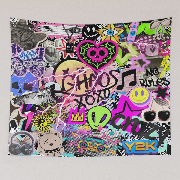 Item preview, Y2K Chaos Stickerbomb Retro Vaporwave Aesthetic Collage designed and sold by Side By Side Studio.