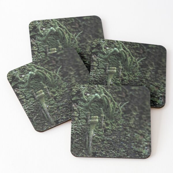 Item preview, Moody Green Lichen Stalk on Dark Bark Macro designed and sold by vikko-art.