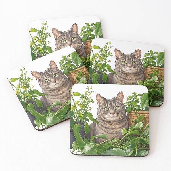 Item preview, A cat is sitting among the plants. designed and sold by Designfs.