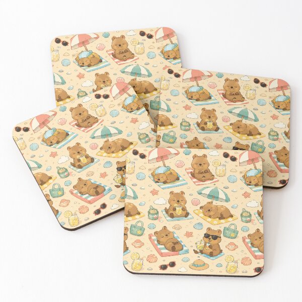 Item preview, Cute Quokka Summer Beach Nap Kawaii Pattern designed and sold by Soft Berry Studio.