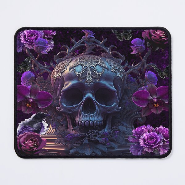 Item preview, Purple Gothic Skull and Raven Floral Collage designed and sold by Side By Side Studio.