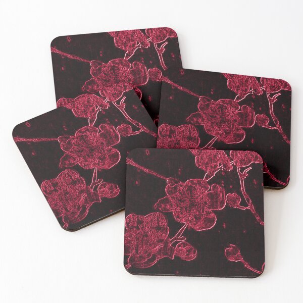 Item preview, Scarlet Cherry Blossom – Neon Botanical Art | Chromatic Collection designed and sold by BatNature.
