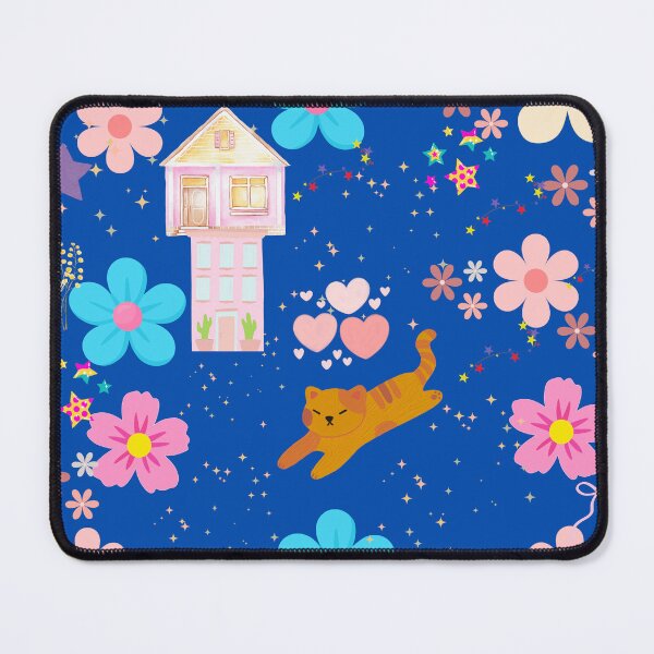 Item preview, Cute cat, flower, and colorful retro house designed and sold by rindrapretty.