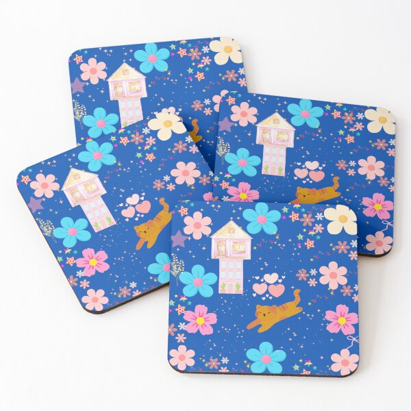 Item preview, Cute cat, flower, and colorful retro house designed and sold by rindrapretty.