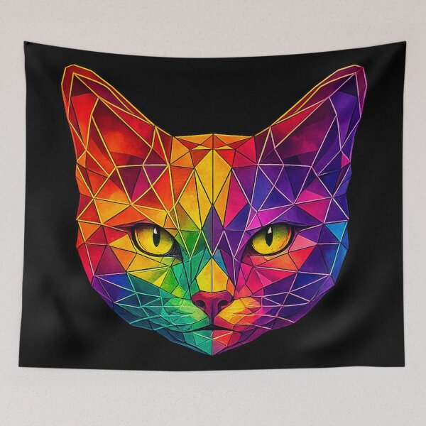 Item preview, Colorful Geometric Cat Face Artwork designed and sold by Geometric Art..