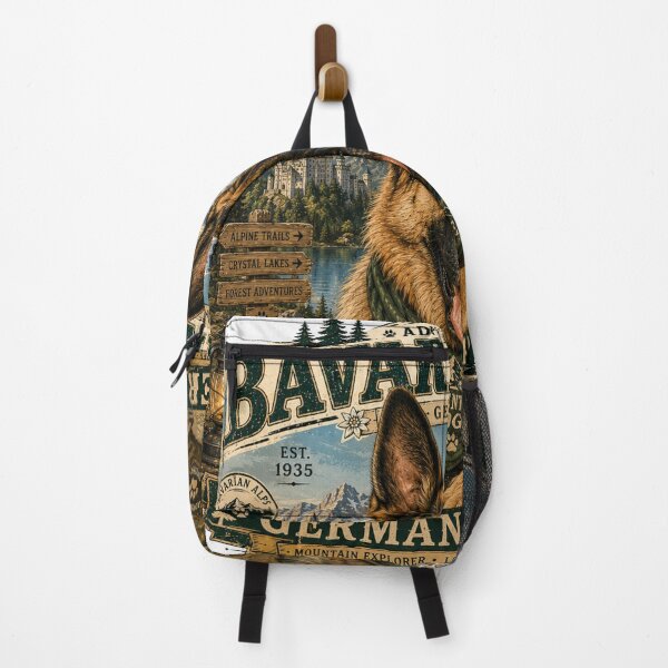 Item preview, Bavarian Alps German Shepherd Germany Mountain Adventure Vintage Outdoor Camping Dog T-Shirt designed and sold by TeeVibeHaus.