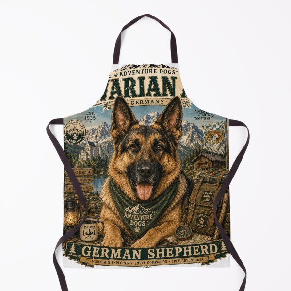 Item preview, Bavarian Alps German Shepherd Germany Mountain Adventure Vintage Outdoor Camping Dog T-Shirt designed and sold by TeeVibeHaus.