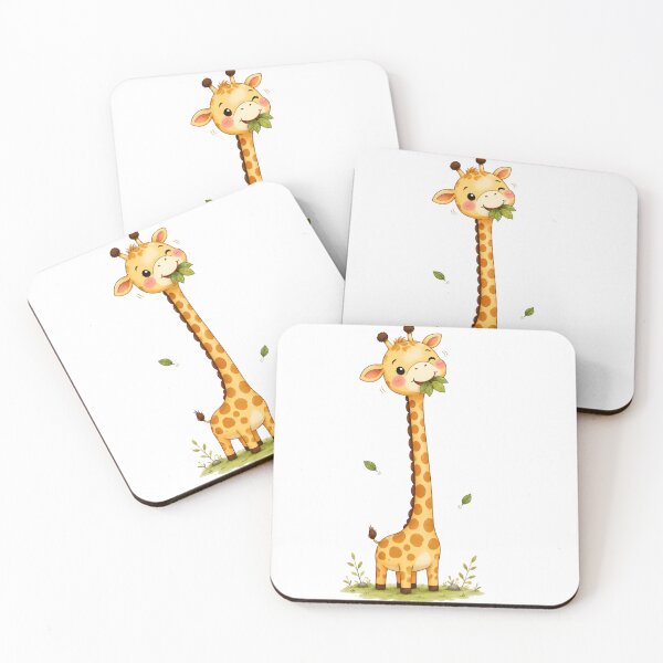 Item preview, Cute Long Neck Giraffe Eating Leaves Kawaii Cartoon Sticker designed and sold by Snikdha.