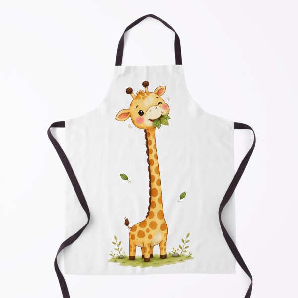 Aperçu de l'œuvre Autocollant kawaii girafe à long cou mangeant des feuilles créée et vendue par Snikdha.