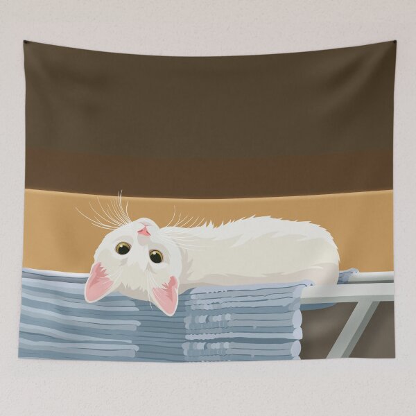Item preview, White kitten resting designed and sold by NorthNook.