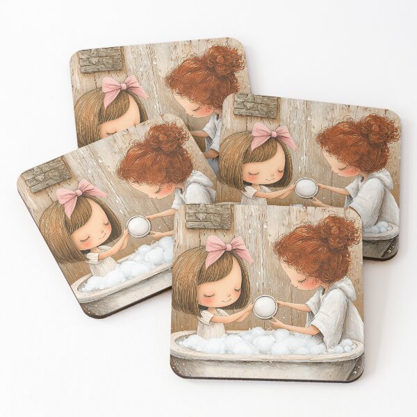 Item preview, Bubble Bath Best Friends – Whimsical Cute Girls Bathroom Art designed and sold by WhimsyWink.