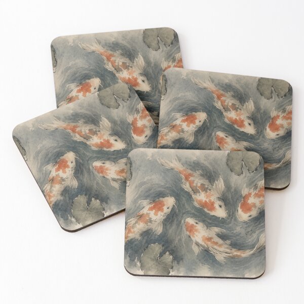 Item preview, Serene Koi | Contemporary Sumi-e Watercolor Pond Art designed and sold by SoftCircuited.