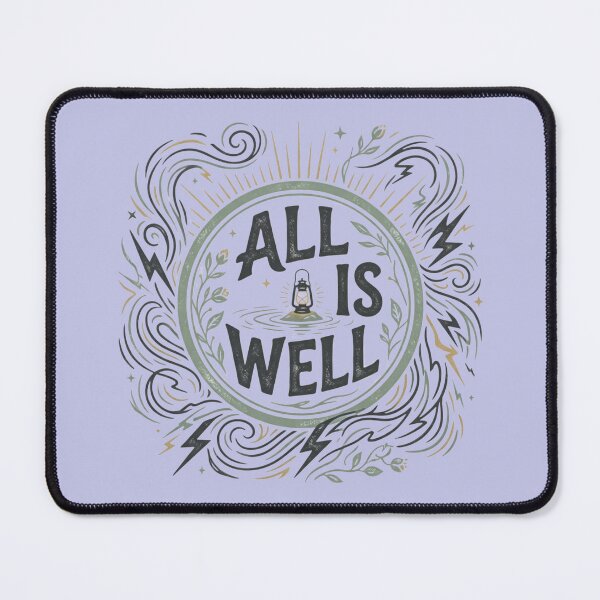 Item preview, All Is Well Vintage Typography T-Shirt | Minimalist Lantern Nature Quote | Inspirational Retro Aesthetic Design designed and sold by Bhaskar Digital Art.