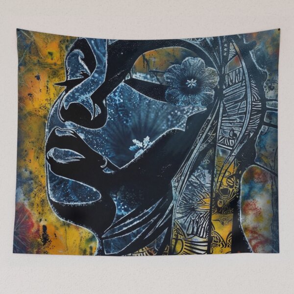 Item preview, Surreal Cosmic Black Woman Frost Floral Portrait designed and sold by WitchyBotanicaArt.