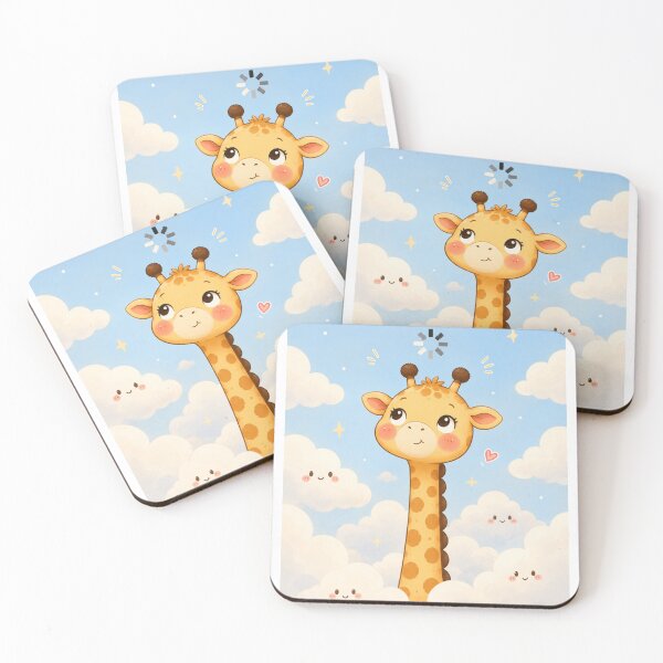 Item preview, Cute Giraffe Head in the Clouds Loading Kawaii Sticker designed and sold by Snikdha.
