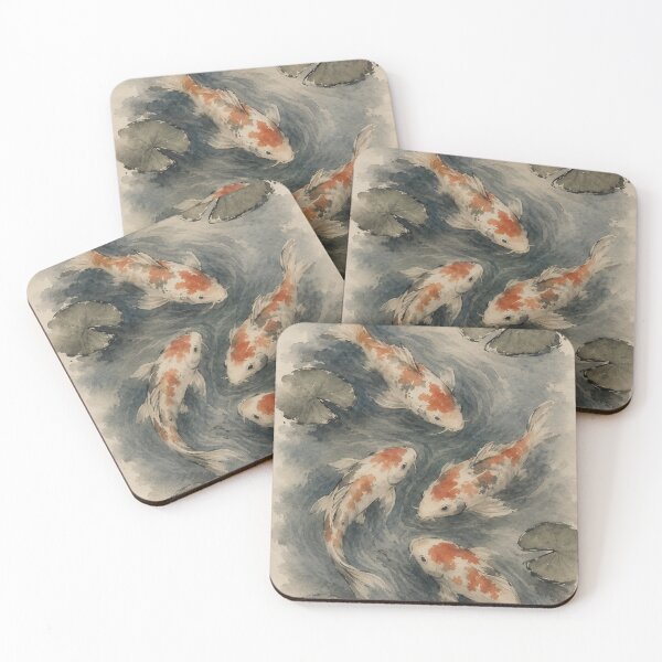 Item preview, Serene Koi Pond | Sumi-e Watercolor Zen Art | Japanese-Inspired Fine Art designed and sold by SoftCircuited.
