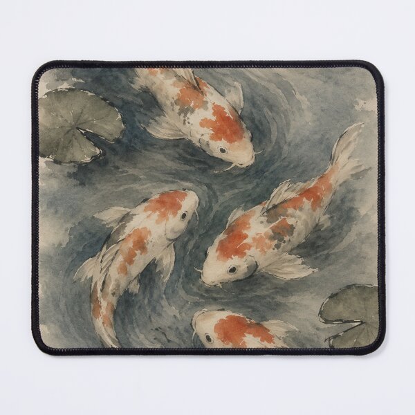 Item preview, Serene Koi Pond | Sumi-e Watercolor Zen Art | Japanese-Inspired Fine Art designed and sold by SoftCircuited.