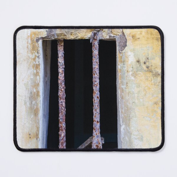Item preview, Rusty Iron Bars in Aged Yellow Wall Window of Abandoned Building Showing Decay and Neglect designed and sold by Nmallia.