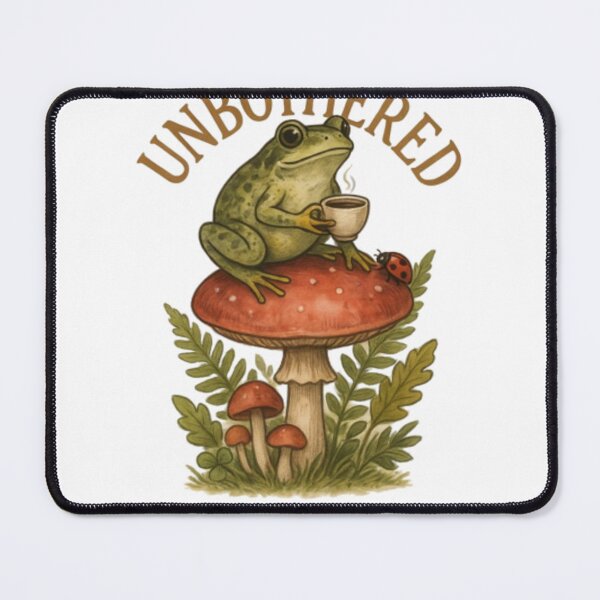 Item preview, Unbothered Frog Drinking Coffee Vintage Cottagecore Botanical Illustration designed and sold by Kreativio.