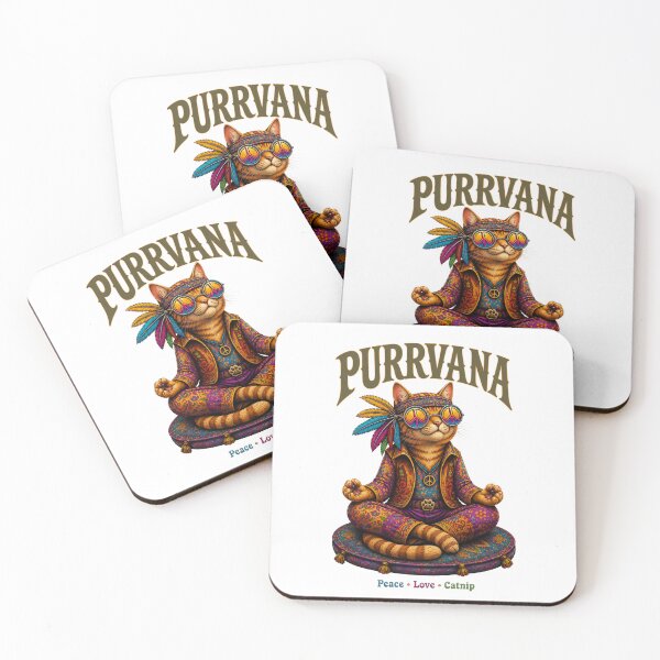 Item preview, Purrvana Peace Love Catnip – Psychedelic Hippie Cat Meditation Funny Cat Design designed and sold by BlackCat Vibe.