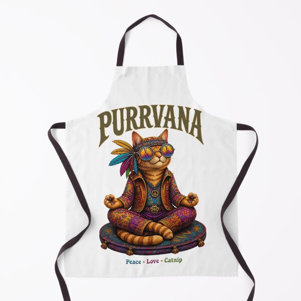 Item preview, Purrvana Peace Love Catnip – Psychedelic Hippie Cat Meditation Funny Cat Design designed and sold by BlackCat Vibe.