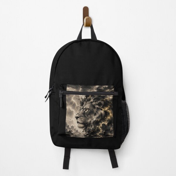 Item preview, Chinese Ink Lion Landscape – Majestic Sumi-e Wildlife Art with Misty Mountains designed and sold by ManJiangHong.
