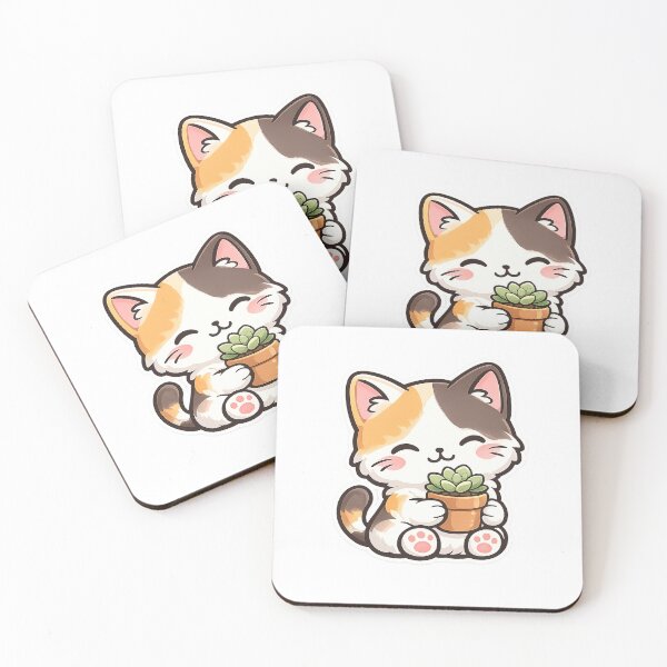 Item preview, Cute Calico Cat with Little Plant designed and sold by NoorCanvasArt.