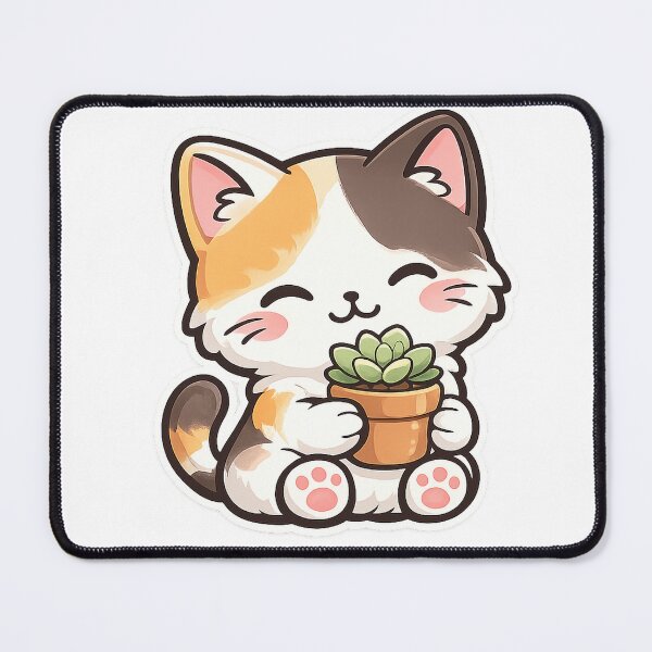 Item preview, Cute Calico Cat with Little Plant designed and sold by NoorCanvasArt.