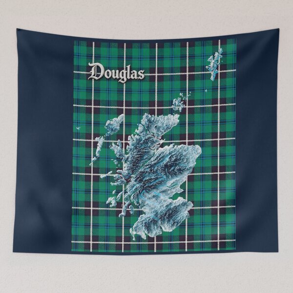 Artikelvorschau, Schottlandkarte und Clan Douglas Tartan entworfen und verkauft von davidelder.