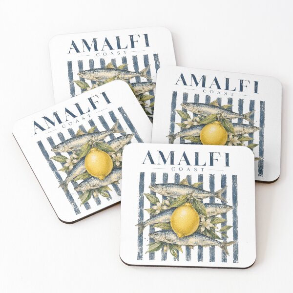 Item preview,  Vintage Amalfi Coast Sardines & Lemon Watercolor Travel | Mediterranean Coastal Botanical Art designed and sold by SOUFIANE1991.